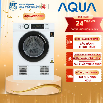 AQH-V700F(W) Máy Sấy Thông Hơi Aqua – 7kg, Sấy Nhiệt Cao, Đảo Chiều, Chống Nhăn Quần Áo AQH-V700F(W)