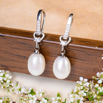 Bông Tai Ngọc Trai Giọt Nước Hoa Tai Dáng Thả Sang Trọng - Ngọc Trai Trường Thịnh