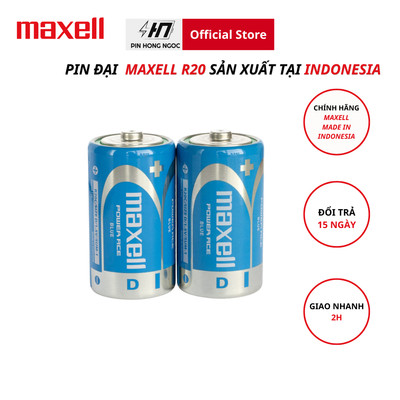 Vỉ 2 Viên Pin Đại Maxell R20 Power ACE Blue made In Indonesia - Hàng chính hãng