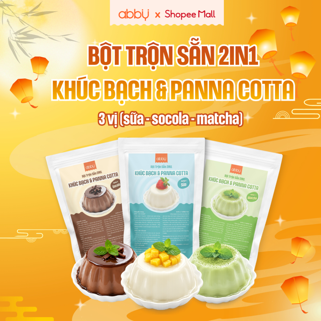 [ABBY] Bột trộn sẵn làm khúc bạch và panna cotta vị sữa, socola, matcha - Bột panna cotta,khúc bạch 