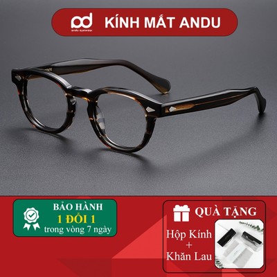 Gọng kính cận thời trang nam nữ ANDU dáng tròn cổ điển cao cấp bản lề 7 chấu 56006