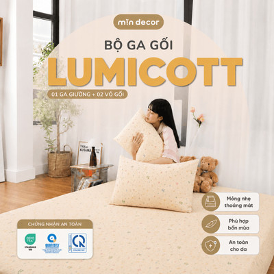 Bộ Ga Gối Lumicott Mịn Decor, Bộ Ga Trải Giường Thoáng Mát, Thấm Hút Mồ Hôi