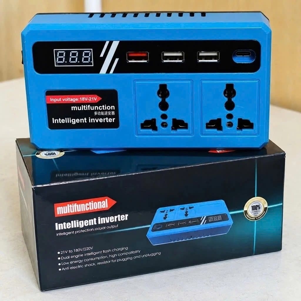 ĐẾ CHUYỂN NGUỒN 12V 21V SANG 220V XÀI QUẠT ĐÈN WIFI KÈM CÔNG USB SẠC ĐIỆN THOAI
