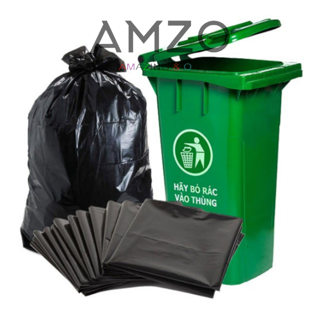 Amzo 1kg túi đựng rác công nghiệp - tui rác cỡ to siêu dày dặn chắc chắn phù hợp thùng rác lớn