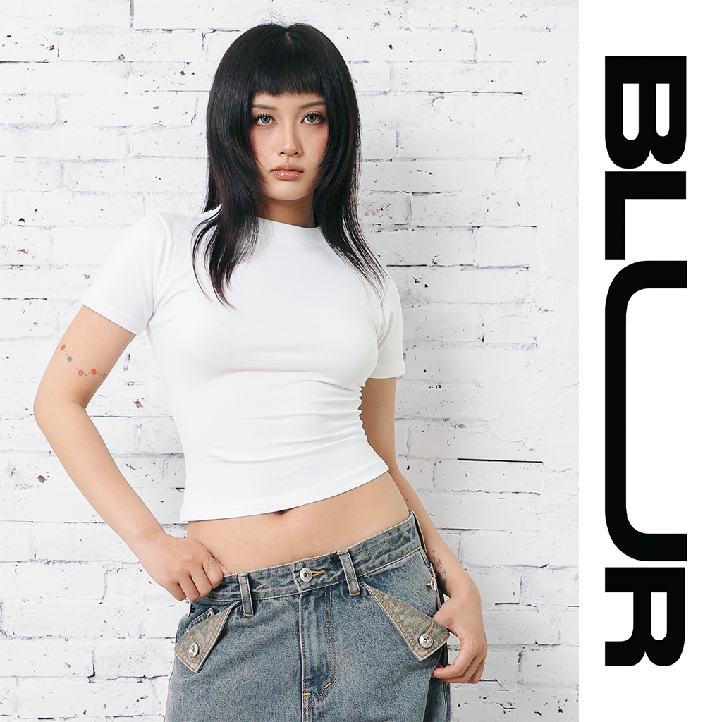 Áo Thun Nữ Ôm Body Tôn Eo - Vải Cotton Spandex 4 Chiều Không Xù Lông - BLUR BASIC WMNS T-SHIRT- BLUR BASIC WMNS T-SHIRT