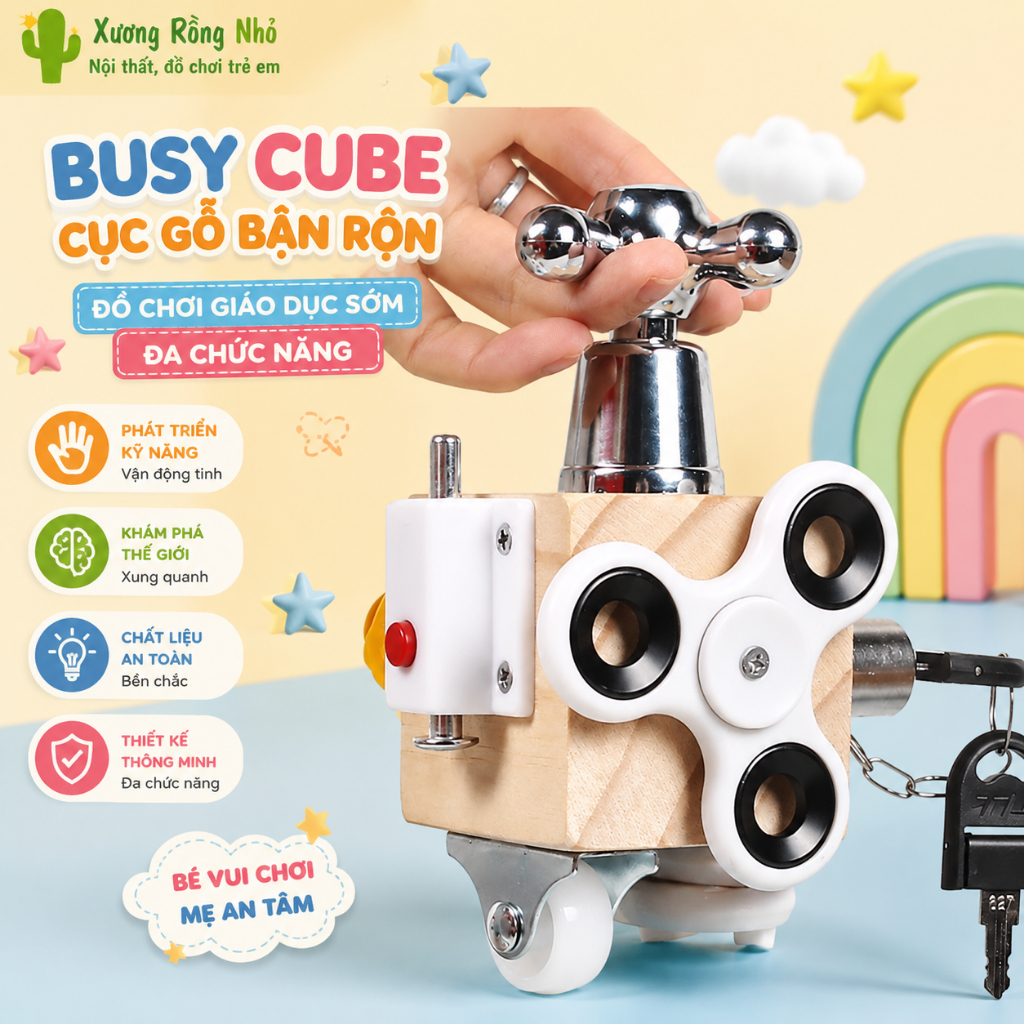 Busy cube cục gỗ bận rộn - Bộ đồ chơi giáo dục sớm đa chức năng busy cube