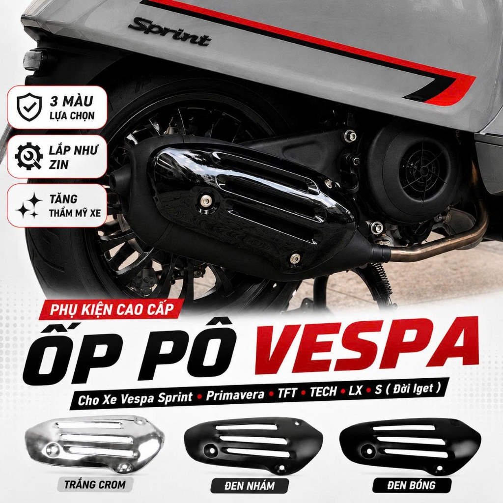 Ốp Pô Cho Các Dòng Vespa Sprint Primavera LX Đời Iget