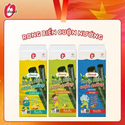 [S_VIP - O'FOOD VN] HỘP 6 GÓI SNACK RONG CUỘN NƯỚNG GIÒN O'FOOD 6G – RONG BIỂN ĂN VẶT GIÒN THƠM, ĂN LIỀN TIỆN LỢI