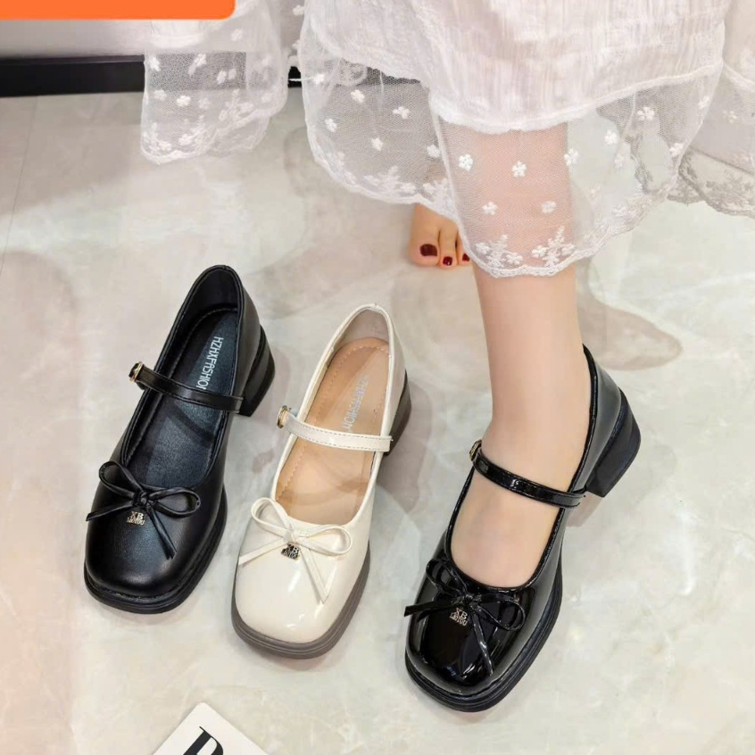 Giày Lolita nữ da bóng nơ 2596 fulbox - HACHI SHOES
