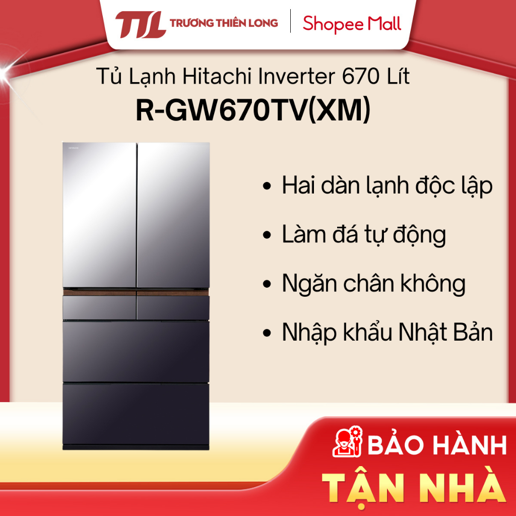 R-GW670TV(XM) | Tủ Lạnh Hitachi Inverter 670 Lít R-GW670TV XM [FREESHIP HCM]
