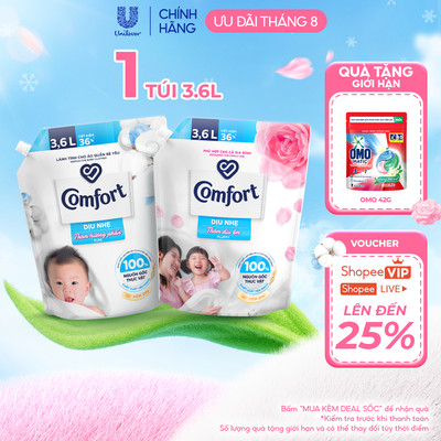 Nước Xả Vải Comfort Dịu Nhẹ Túi 3,6L
