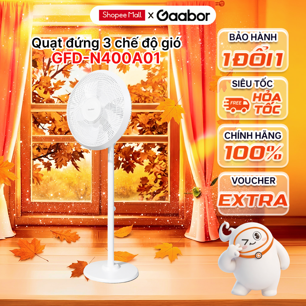 Quạt đứng Gaabor 5 cánh 3 tốc độ gió tuần hoàn FM430M-WH05A/GFD-N400A01 độ ồn thấp vận hành êm ái