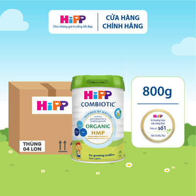 [Key] Đủ số_Thùng 4 lon Sữa bột công thức HiPP Organic Combiotic lon 800g - nhập khẩu Đức