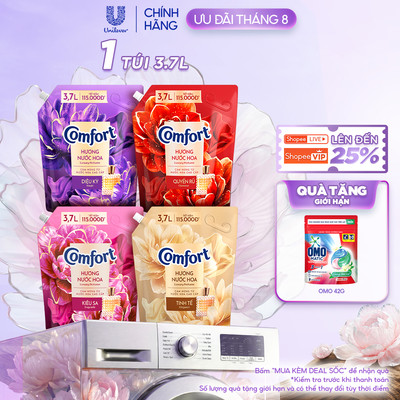 Nước Xả Vải Comfort Hương Nước Hoa 100 Giờ Lưu Hương túi 3.7L