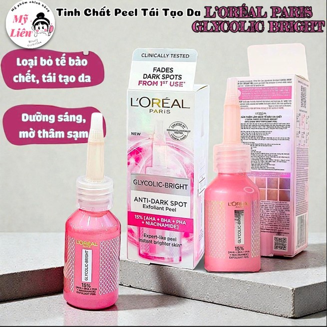 Tinh Chất Peel Da, Tẩy Da Chết LOREAL Paris Glycolic Bright Anti Dark Spot Exfoliant Peel 25ml