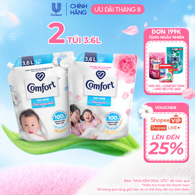 Comfort Nước Xả Vải Dịu Nhẹ - Combo 2 Túi 3.6L