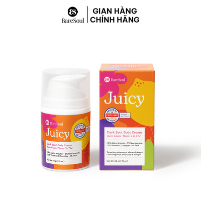 [MELIVE] Kem làm sáng, giảm thâm mông, nách, bikini với Alpha Aburtin, Niacinamide BareSoul Juicy 50g