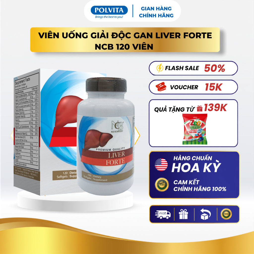 Viên uống giải độc gan Liver Forte NCB giúp phục hồi và bảo vệ tế bào gan (120v)