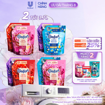 Combo 2 Nước Xả Vải Làm Mềm Vải Đậm Đặc Comfort - Túi 3.7L
