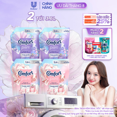Combo 2 Nước Xả Vải Comfort Hoa Trắng Thanh Nhã Túi 3.6L