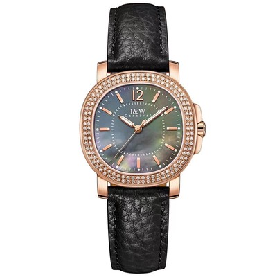 Đồng hồ nữ chính hãng I&W CARNIVAL 55896L-D5 mặt vuông hồng,Kính chống xước,Chống nước30m,Máy điện tử(pin),dây da