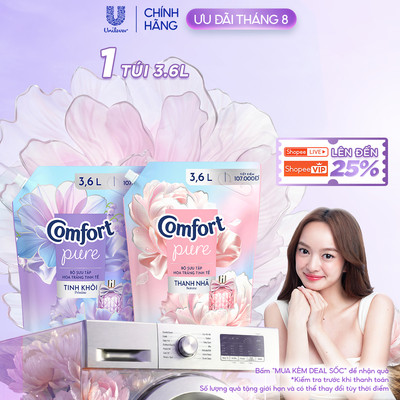 Nước Xả Vải Comfort Hoa Trắng Thanh Nhã Túi 3.6L
