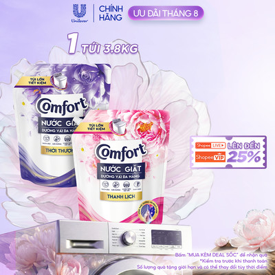 Nước Giặt Comfort Dưỡng Vải Đa Năng 3.0KG/ 3.8KG (Thiên nhiên Thanh Khiết / Thanh Lịch/ Thời Thượng)