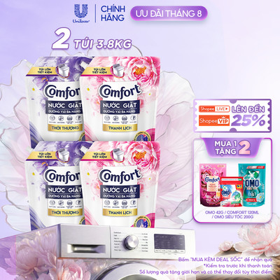 Combo 2 Túi Nước Giặt Comfort Dưỡng Vải Đa Năng 3.0KG/ 3.8KG (Thiên nhiên Thanh Khiết / Thanh Lịch/ Thời Thượng)