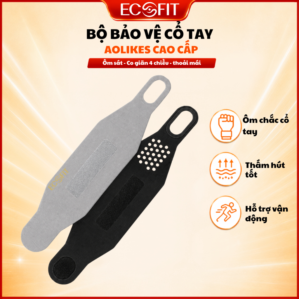 Băng Bảo Vệ Cổ Tay ECOFIT, Phòng Chống Bong Gân, Chấn Thương, Hỗ Trợ Gym, Yoga, Cầu Lông, Pickleball