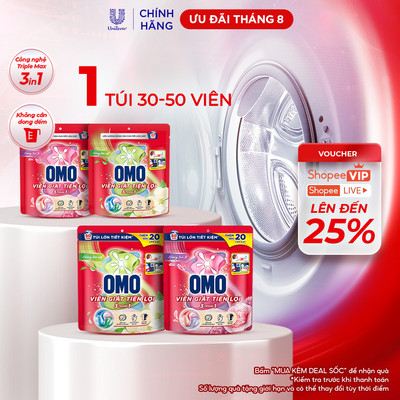 Túi viên giặt tiện lợi OMO 3 trong 1 (30-50 viên/túi)