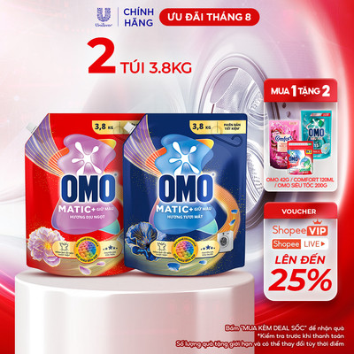 Combo 2 Nước giặt OMO Matic Chuyên Gia Giữ Màu 3.8KG (túi)