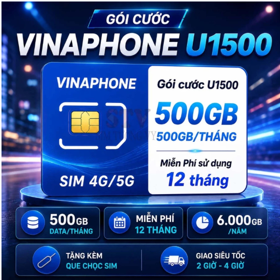 SIM 4G Vinaphone Miễn Phí 1 Năm – Không Cần Nạp Tiền | Gói U1500, VD149, TD49, D500, FHAPPY – Bảo Hà
