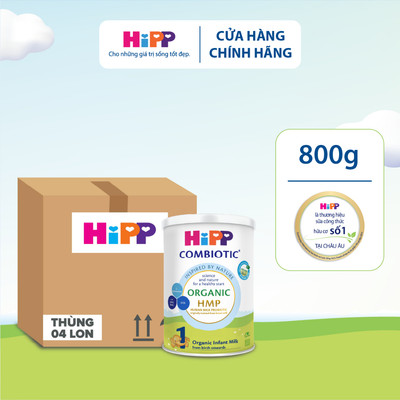 [Key] Thùng 4 lon Sữa bột dinh dưỡng công thức HiPP 1 Organic Combiotic 350g bổ sung DHA & ARA