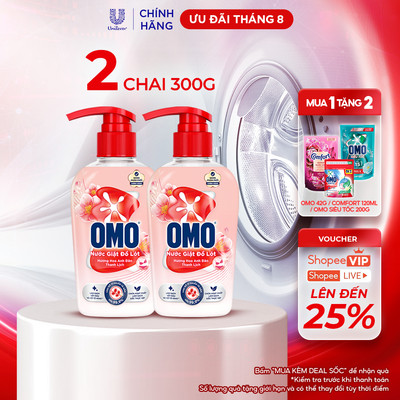 Combo 2 Chai Nước Giặt Đồ Lót OMO Hương Hoa Anh Đào Thanh Lịch 300G