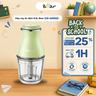 Máy Xay Ăn Dặm Đa Năng 600ml Bear CH-4H02X, 200W, 3 Lưỡi Dao Inox, Xay Rau Củ Cho Bé, BH 18 Tháng