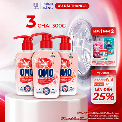 Combo 3 Chai Nước Giặt Đồ Lót OMO Hương Hoa Anh Đào Thanh Lịch 300G