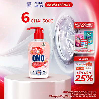 Combo 6 Nước giặt đồ lót OMO hương Hoa Anh Đào 300G
