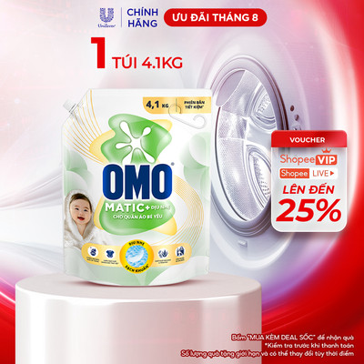 Nước Giặt OMO Matic Cho Quần Áo Bé Yêu 4,1kg/túi