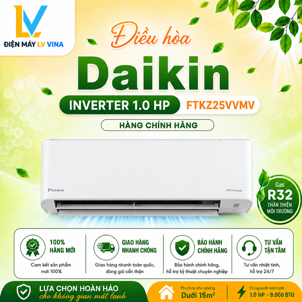 FTKZ25VVMV - Điều hòa Daikin Inverter 1.0 HP FTKZ25VVMV - Hàng chính hãng