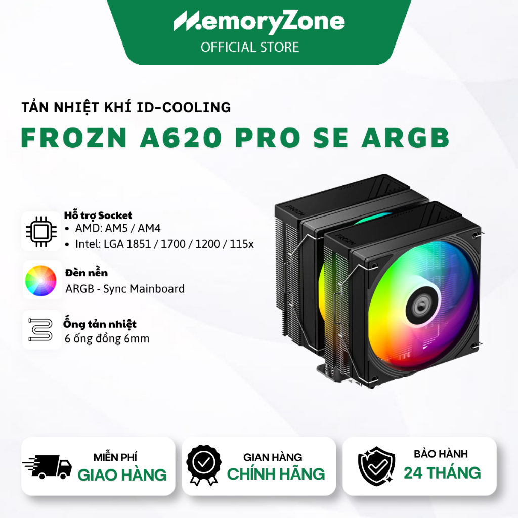 Tản nhiệt khí ID-COOLING FROZN A620 PRO SE ARGB - Bảo hành 24 tháng