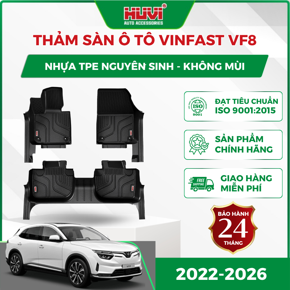 |TẶNG LÓT RỐI| Thảm lót sàn ô tô Vinfast VF8 2023-2026 Eco tràn viền bậc cửa Huvi
