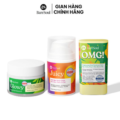 COMBO Peel Glowy 3.0 50g, kem dưỡng Juicy 50g, sáp nhung OMG Xanh 15g giúp làm sáng, giảm thâm, khử mùi nách, bẹn