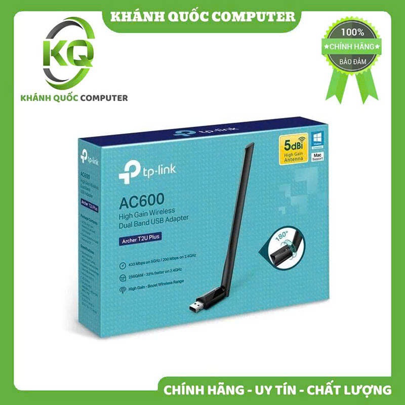 Card mạng không dây USB TP-Link  T2U Plus Archer AC600 - Chính Hãng