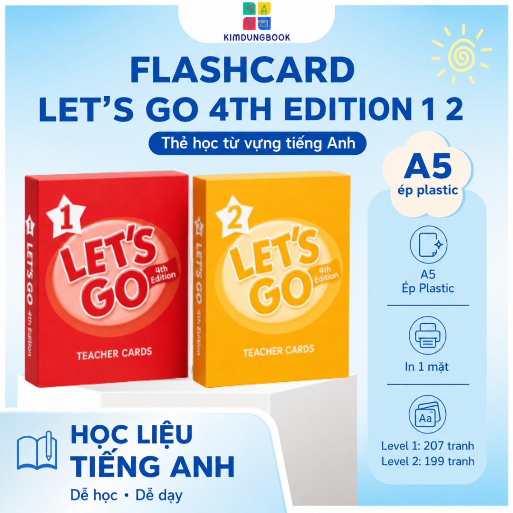 Flashcard Let's Go 4th Edition 1 2 A5 Ép Plastic Thẻ Học Từ Vựng Tiếng Anh Giáo Cụ Anh Ngữ