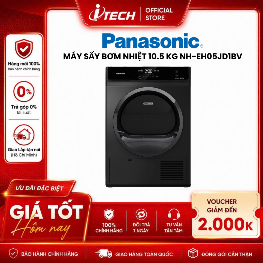 NH-EH05JD1BV - Máy sấy bơm nhiệt Panasonic 10.5 kg NH-EH05JD1BV - Hàng chính hãng