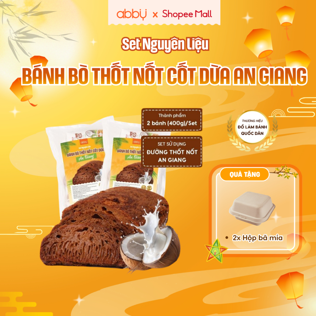 [ABBY] Set nguyên liệu làm bánh bò thốt nốt cốt dừa An Giang, thành phẩm 2 bánh 400g -Thơm béo, ngọt