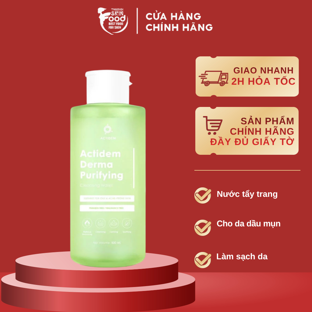 Nước Tẩy Trang Dành Cho Da Dầu Mụn Actidem Derma Cleansing Water 500ml ThegioiSkinfood