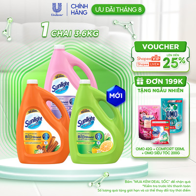 Nước lau sàn cao cấp Sunlight Bioshield Chai 3.4KG/3.6KG | Ngăn côn trùng đến 24h / Khử 5 mùi hôi