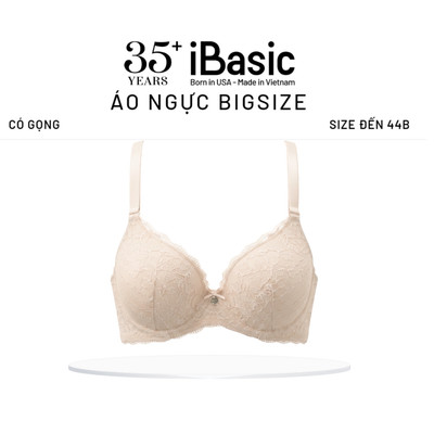 Áo ngực iBasic Bigsize có gọng mút mỏng hoạ tiết ren logo BRAW110-BS