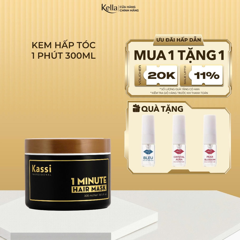 Kem Hấp Dầu Phục Hồi Tóc 1 Phút Kassi Giúp Giảm Khô Xơ, Hỗ Trợ Phục Hồi Tóc Hư Tổn - Hũ 300ml